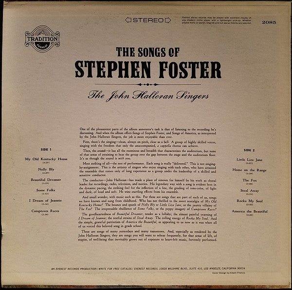 John Halloran Singers, The : The Songs Of Stephen Foster (LP,Stereo)