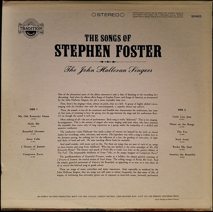 John Halloran Singers, The : The Songs Of Stephen Foster (LP,Stereo)