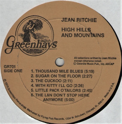 Jean Ritchie : High Hills And Mountains (LP)