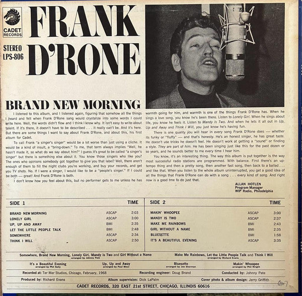 Frank D'Rone : Brand New Morning (LP,Album,Stereo)