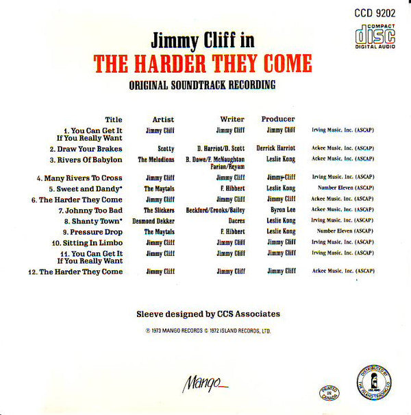 Various : The Harder They Come (Original Soundtrack Recording) (Compilation,Reissue)
