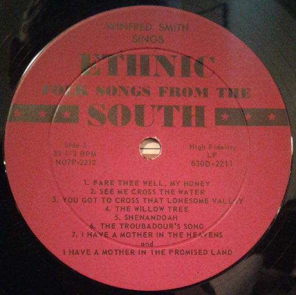 Winifred Smith : Ethnic Folk Songs From The South (LP,Album,Mono)