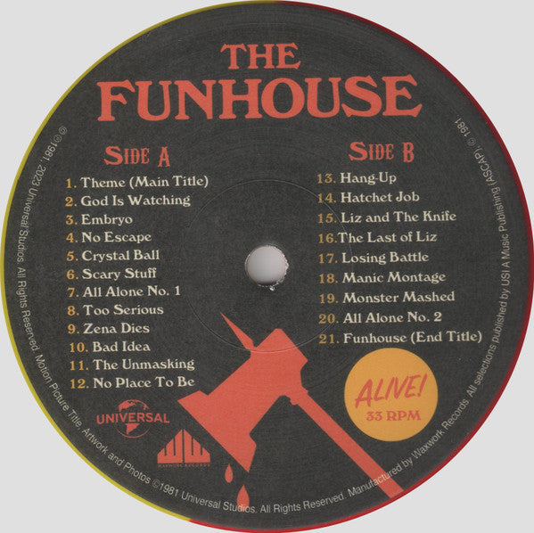 John Beal (3) : The Funhouse (Original Motion Picture Soundtrack Music) (LP)
