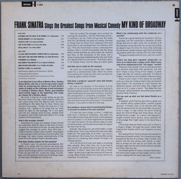 Frank Sinatra : My Kind Of Broadway (LP,Album,Mono)