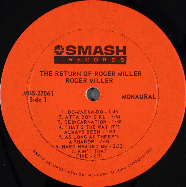Roger Miller : The Return Of Roger Miller (LP,Album,Mono)