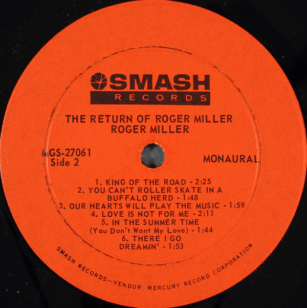 Roger Miller : The Return Of Roger Miller (LP,Album,Mono)