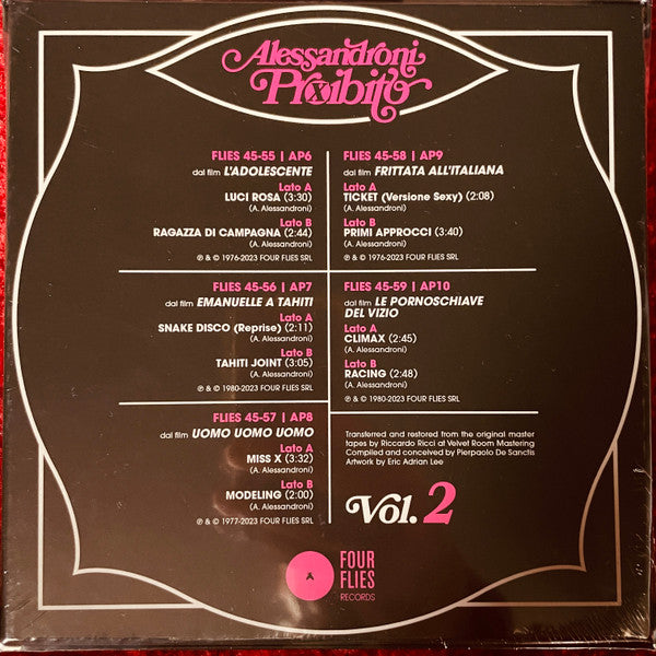 Alessandro Alessandroni : Alessandroni Proibito, Vol. 2 (Music from Red Light Films 1976-1980) (7",45 RPM,Limited Edition)