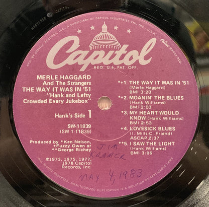 Merle Haggard And Strangers (5), The : The Way It Was In '51 (LP,Compilation)