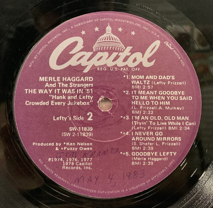 Merle Haggard And Strangers (5), The : The Way It Was In '51 (LP,Compilation)