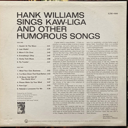Hank Williams : Sings Kaw-Liga And Other Humorous Songs (LP,Compilation,Mono)