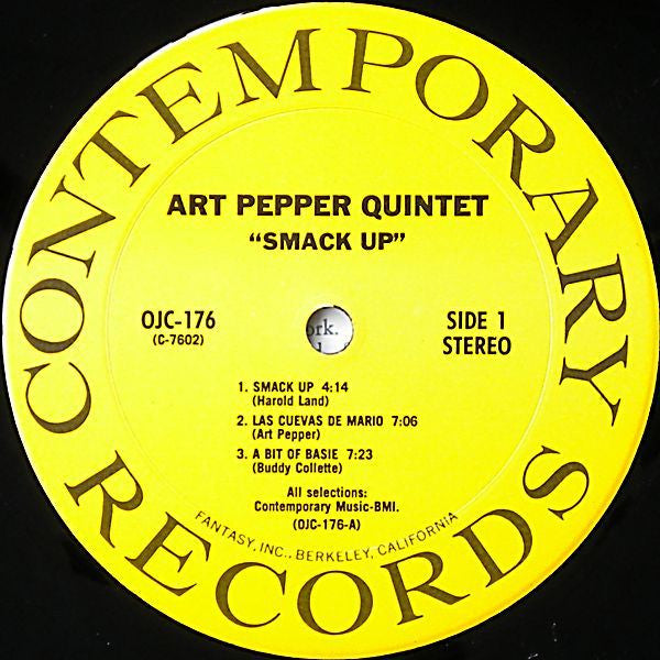 Art Pepper Quintet : Smack Up (LP,Album,Reissue)