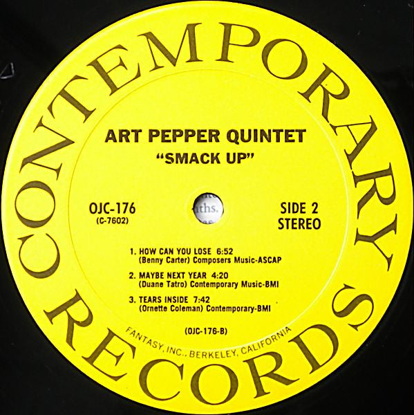 Art Pepper Quintet : Smack Up (LP,Album,Reissue)
