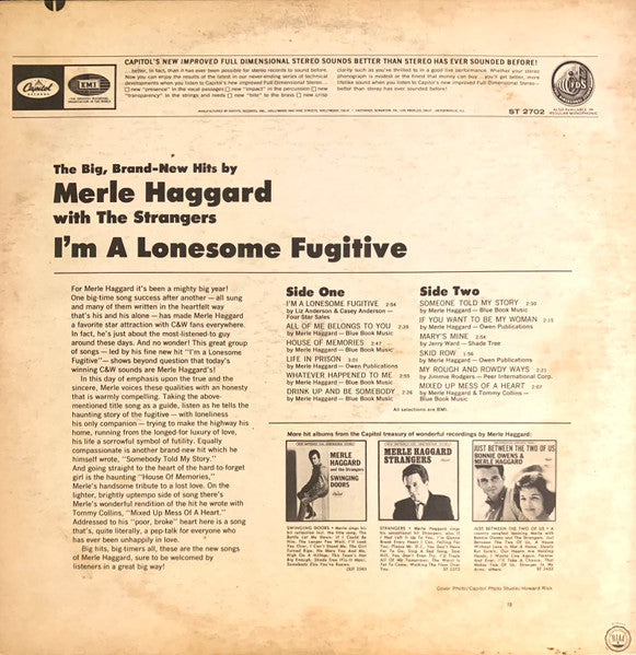 Merle Haggard And Strangers (5), The : I'm A Lonesome Fugitive (LP,Album,Reissue,Stereo)
