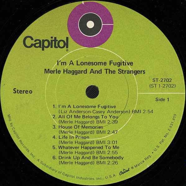 Merle Haggard And Strangers (5), The : I'm A Lonesome Fugitive (LP,Album,Reissue,Stereo)
