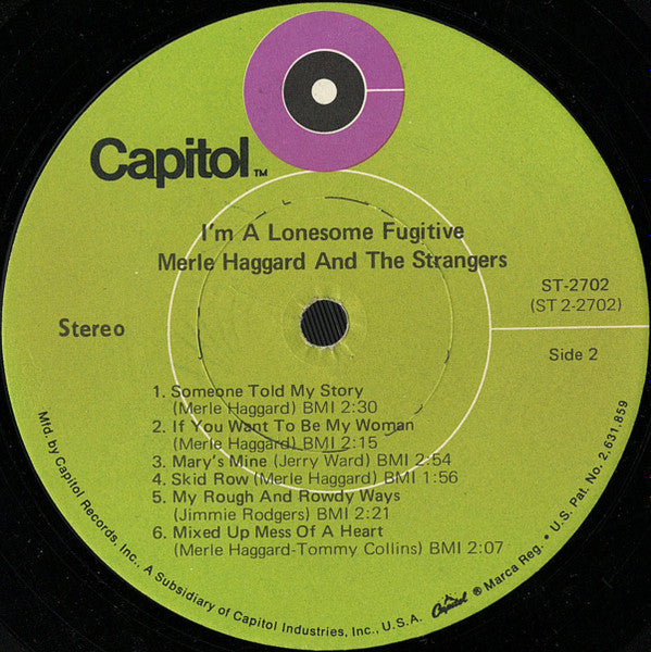Merle Haggard And Strangers (5), The : I'm A Lonesome Fugitive (LP,Album,Reissue,Stereo)