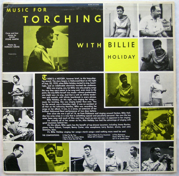 Billie Holiday : Music For Torching With Billie Holiday (LP,Album,Club Edition,Reissue,Mono)