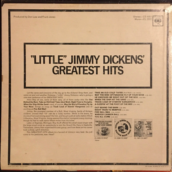 Little Jimmy Dickens : Greatest Hits (LP,Compilation,Mono)
