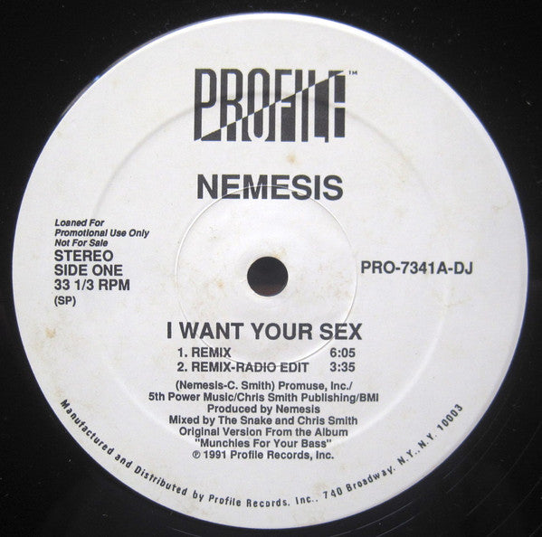 Nemesis (3) : I Want Your Sex (12",Promo)