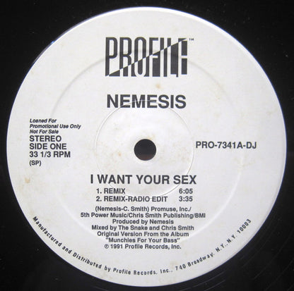 Nemesis (3) : I Want Your Sex (12",Promo)