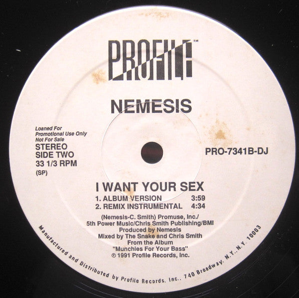 Nemesis (3) : I Want Your Sex (12",Promo)