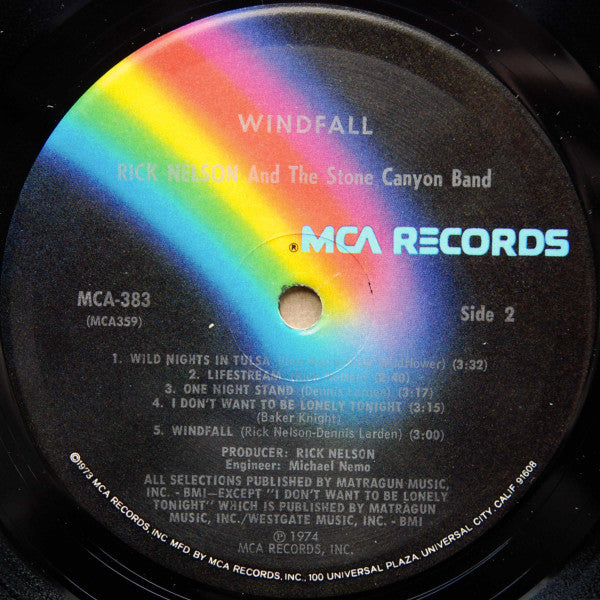 Rick Nelson & The Stone Canyon Band : Windfall (LP,Album,Stereo)