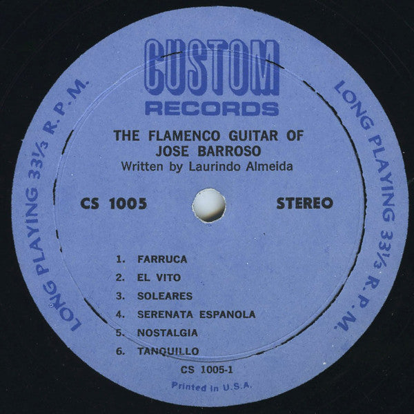 Jose Barroso : The Flamenco Guitar Of Jose Barroso (LP,Album,Stereo)