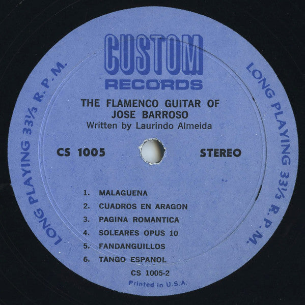 Jose Barroso : The Flamenco Guitar Of Jose Barroso (LP,Album,Stereo)