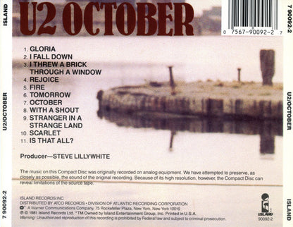 U2 : October (Album,Reissue)