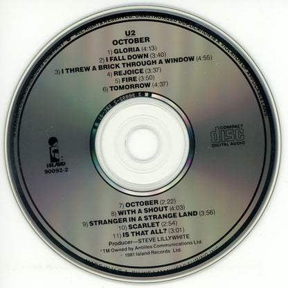 U2 : October (Album,Reissue)