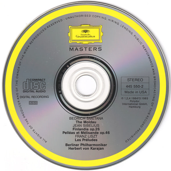 Bedřich Smetana, Jean Sibelius, Franz Liszt, Berliner Philharmoniker, Herbert von Karajan : Smetana: The Moldau · Liszt: Les Préludes / Sibelius: Finlandia · Pelléas Et Mélisande (Compilation,Remastered)