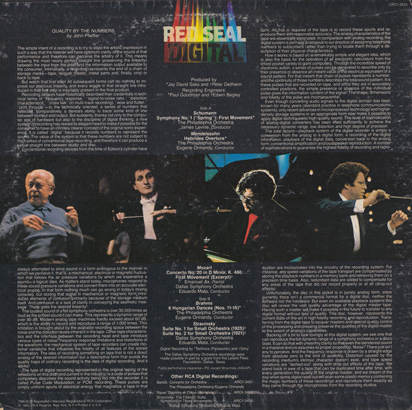 Johannes Brahms / Felix Mendelssohn-Bartholdy / Wolfgang Amadeus Mozart / Robert Schumann / Igor Stravinsky - Eugene Ormandy / Eduardo Mata, Emanuel Ax / James Levine (2), Philadelphia Orchestra, The / Dallas Symphony Orchestra : The World Of Red Seal Digital (New Digital Recordings Of  Brahms Mendelssohn Mozart Schumann Stravinsky (LP,Compilation,Stereo)