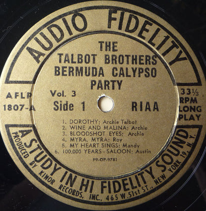 Talbot Brothers, The : Bermuda Calypso Party Vol. 3 (LP,Album)