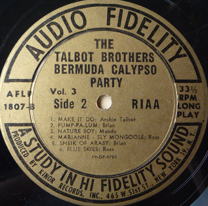 Talbot Brothers, The : Bermuda Calypso Party Vol. 3 (LP,Album)
