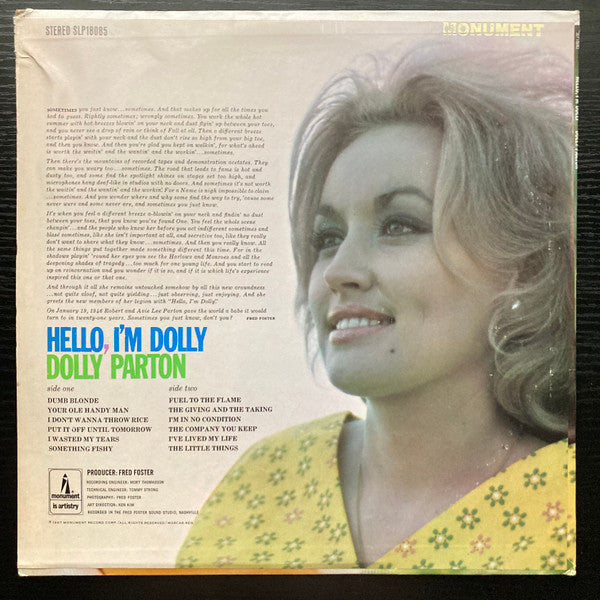 Dolly Parton : Hello, I'm Dolly (LP,Album,Reissue,Stereo)