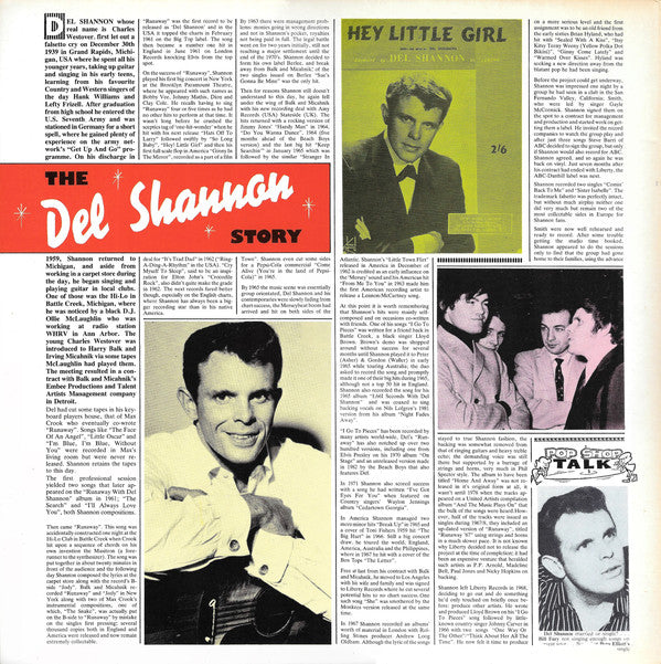 Del Shannon : Runaway Hits (LP,Compilation,Mono)