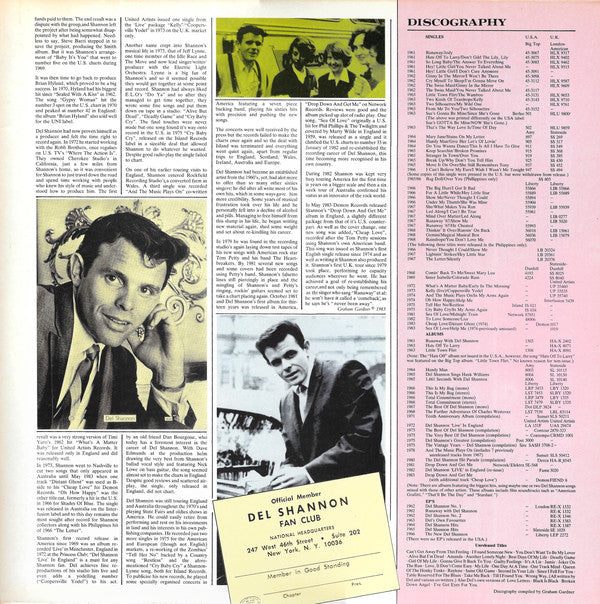 Del Shannon : Runaway Hits (LP,Compilation,Mono)