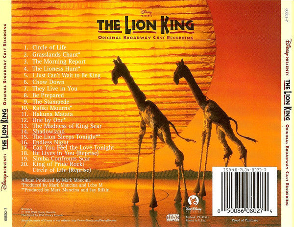 Various : The Lion King - Original Broadway Cast Recording (Album)