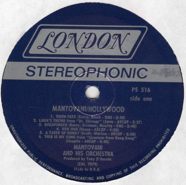 Mantovani : Hollywood (LP,Album)