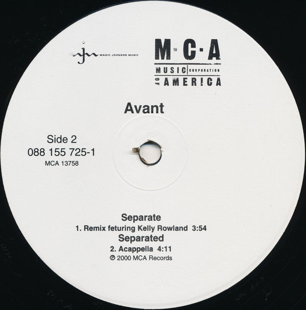 Avant (2) Featuring Kelly Rowland : Separate (The Remix) (12",33 ⅓ RPM)