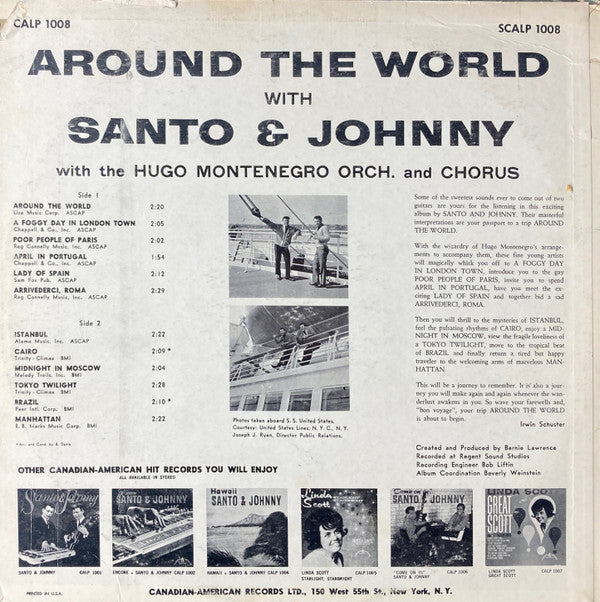 Santo & Johnny : Around The World... With Santo & Johnny (LP,Album,Mono)