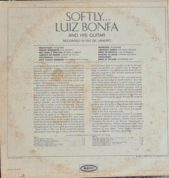 Luiz Bonfá : Softly...Luiz Bonfa And His Guitar (LP,Album,Mono)