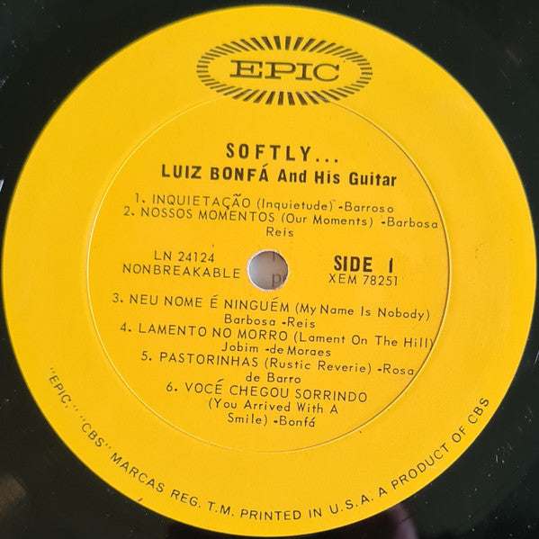 Luiz Bonfá : Softly...Luiz Bonfa And His Guitar (LP,Album,Mono)