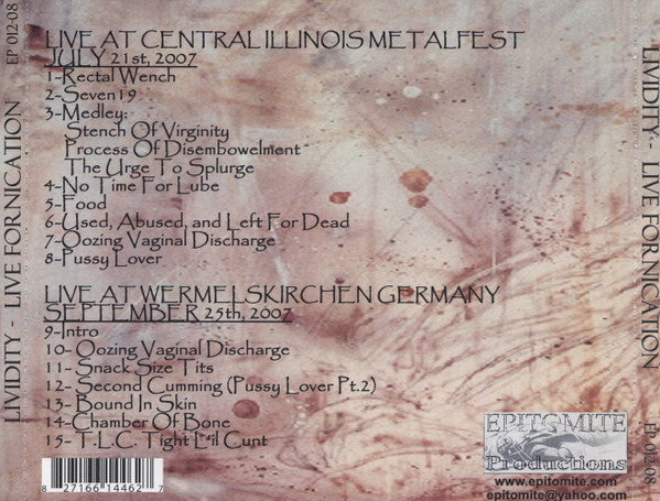 Lividity : Live Fornication (CD, Album)