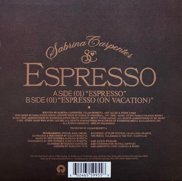 Sabrina Carpenter : Espresso (7",45 RPM,Single)