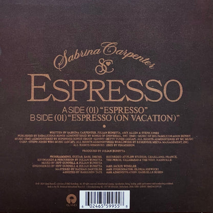 Sabrina Carpenter : Espresso (7",45 RPM,Single)