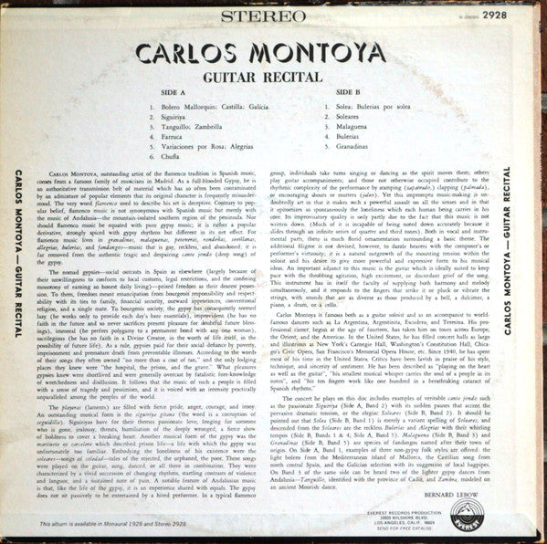 Carlos Montoya : Guitar Recital (LP,Album,Reissue,Stereo)