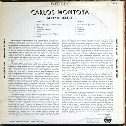 Carlos Montoya : Guitar Recital (LP,Album,Reissue,Stereo)