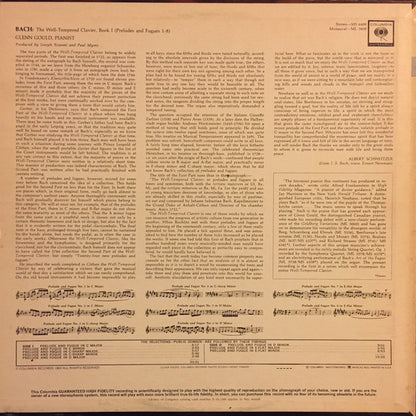 Johann Sebastian Bach / Glenn Gould : The Well-Tempered Clavier, Book I, Preludes And Fugues 1-8 (LP,Album,Mono)