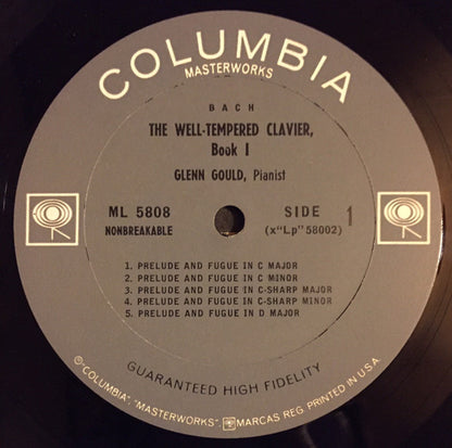 Johann Sebastian Bach / Glenn Gould : The Well-Tempered Clavier, Book I, Preludes And Fugues 1-8 (LP,Album,Mono)