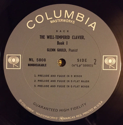 Johann Sebastian Bach / Glenn Gould : The Well-Tempered Clavier, Book I, Preludes And Fugues 1-8 (LP,Album,Mono)